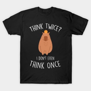 Capybara Mandarin Orange Think Twice T-Shirt